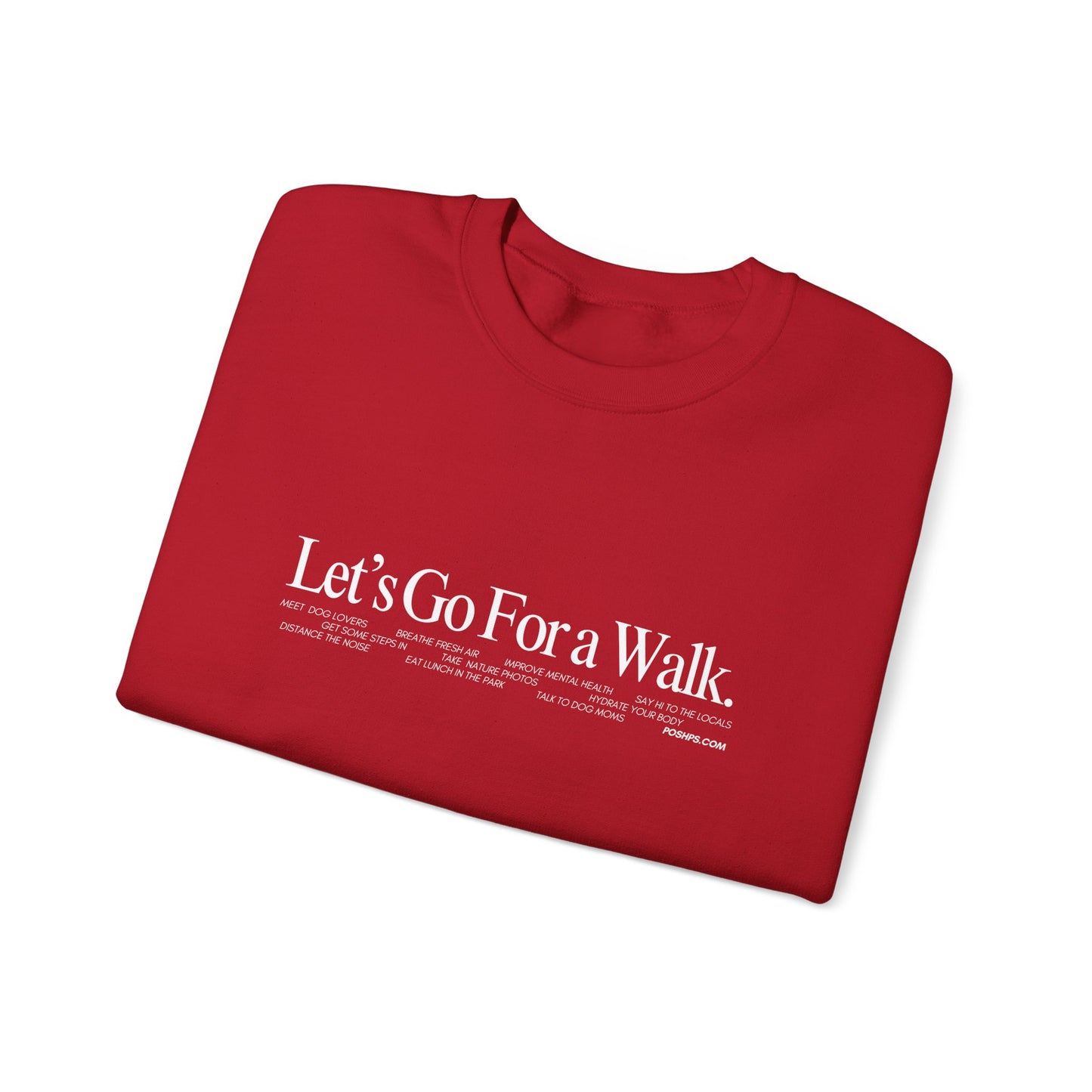 let's go for a walk cherry red crewneck - Posh Pet Services