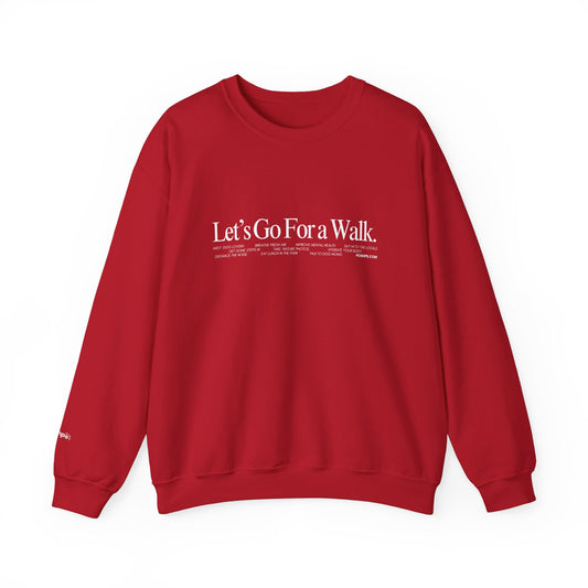 let's go for a walk cherry red crewneck - Posh Pet Services