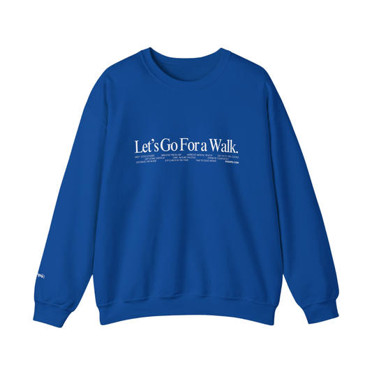 let's go for a walk royal blue crewneck - Posh Pet Services